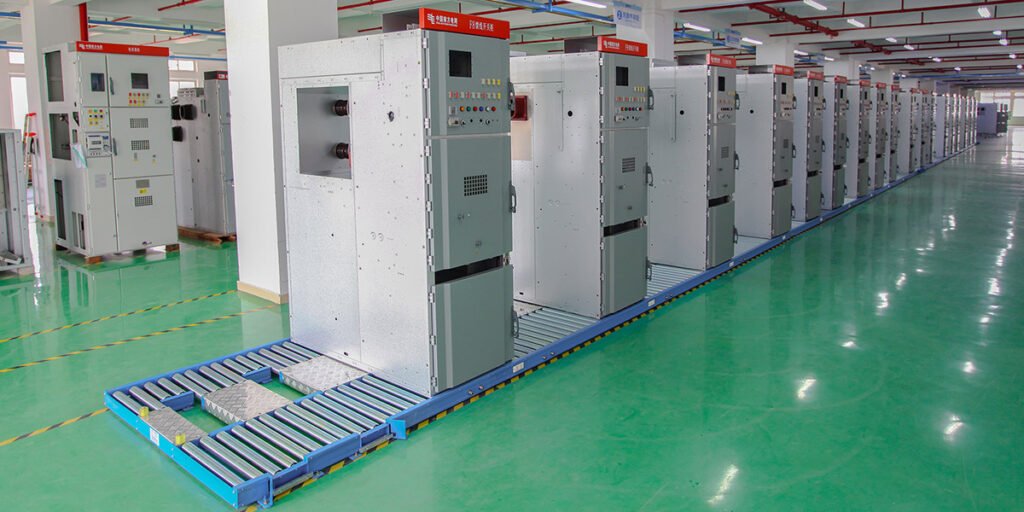 Assembly production line for switchgear