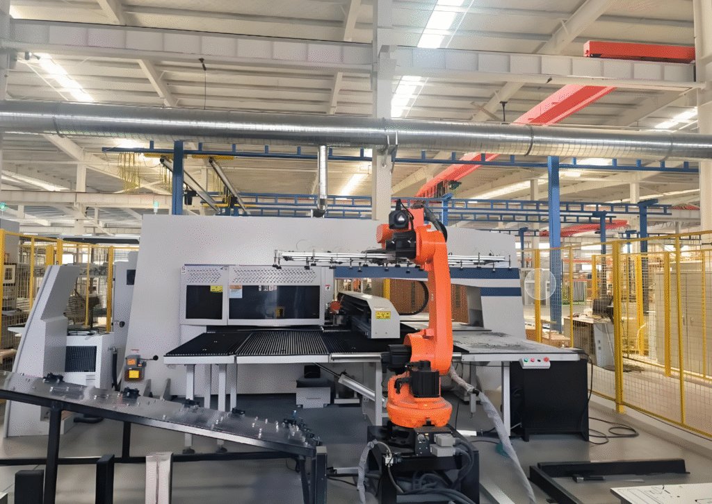 Intelligent Production System for Switchgear Cabinet Sheet Metal Processing with Robots